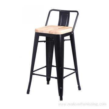 Wood seat Barstool tolix chair low backrest replica